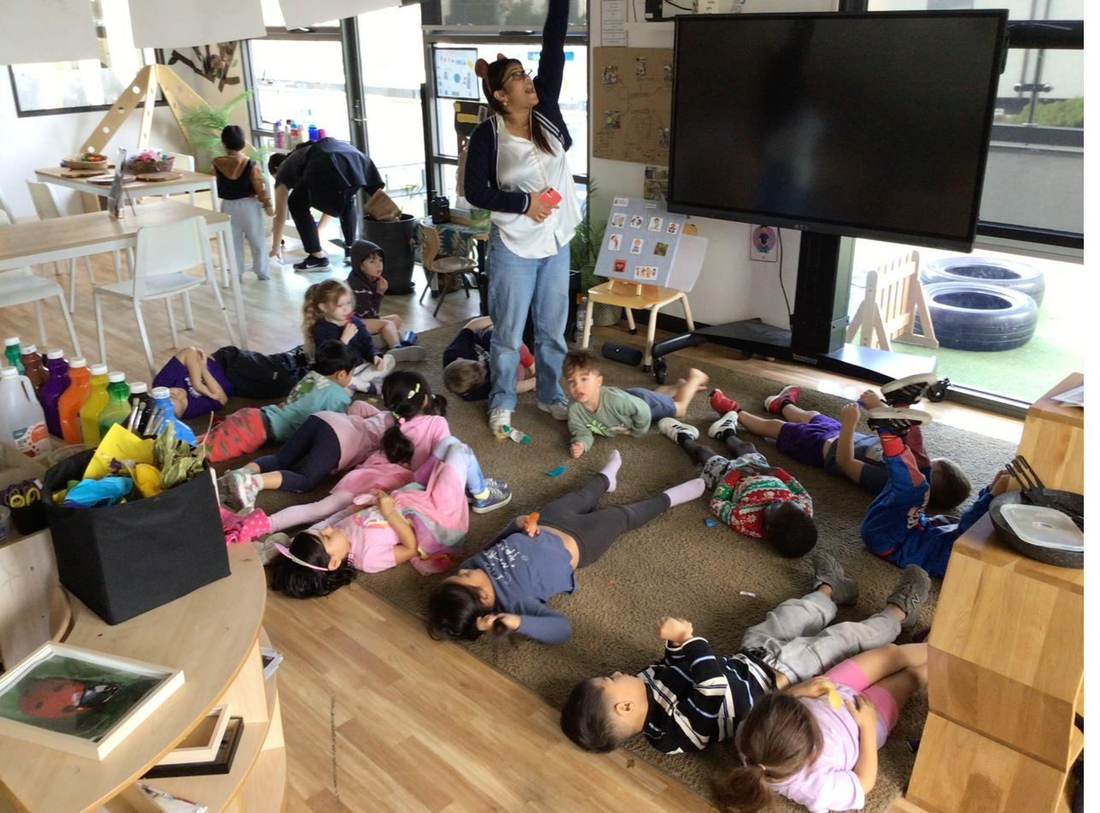 Children in a Mindful Monkies mindfulness session at kindergarten