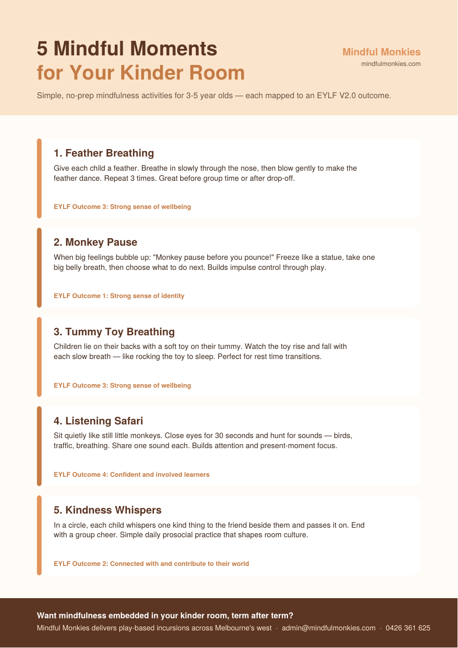 Preview of the 5 Mindful Moments printable worksheet